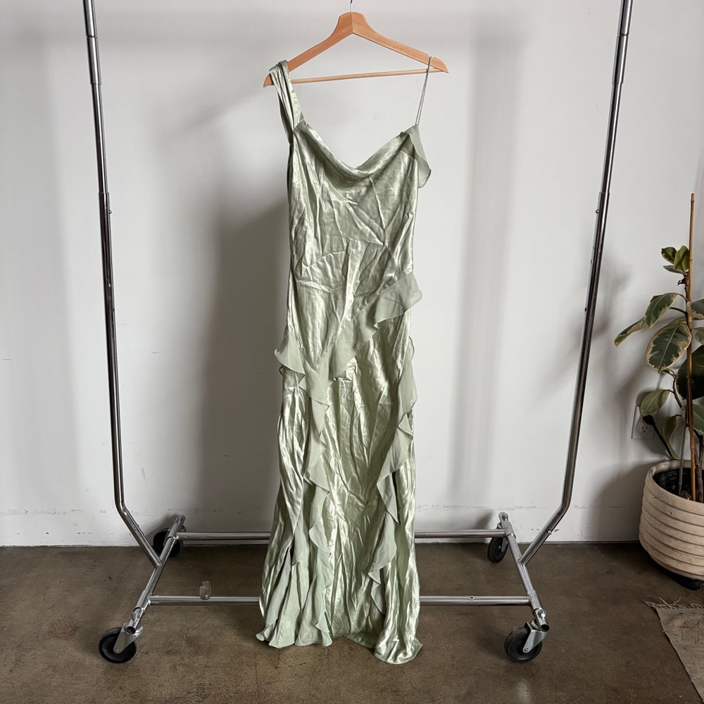 $319 NWT Sage For Love And Lemons “Sawyer” Ruffle Maxi Dress Sz Medium - Picture 6 of 16